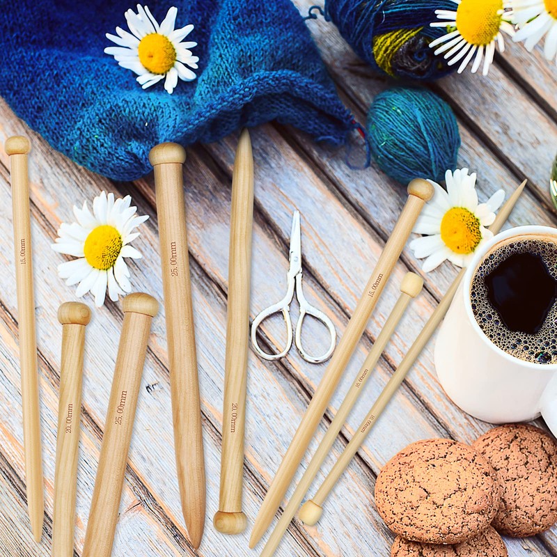 Aeelike 15mm Thick Bamboo Knitting Needles, Big Chunky Knitting Needles