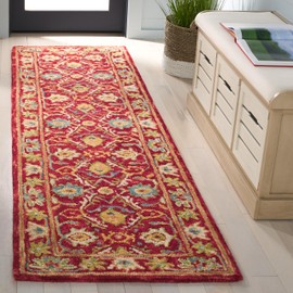 Safavieh Blossom Collection Runner Rug - 8' Runner, Red & Green, Contemporary Design, Ideal for High Traffic Areas in Hallway, Bathroom & Kitchen (BLM691Q-28)