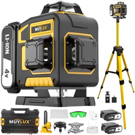 16 Laser Level with 1M Tripod, 4x360° Laser Line, Green Cross Line Laser with Tripod Self-Leveling, Lazer Leveler Tool for Picture Hanging laserpower<1mW, 2 Batteries