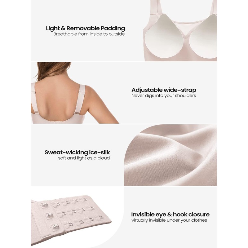 Wireless Bras for Women (34C-42DD), Extremely Comfortable Seamless Bra Mesh
