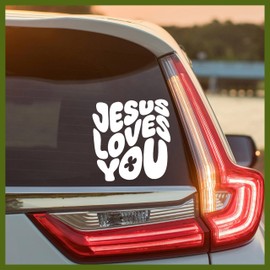 MYMKO Jesus Love You Decal, Cute Gothic Car Window Decals, 6 Inches UV DTF Tranfer Car Stickers, Faith Weatherproof Car Truck Window Bumper Sticker, Religious Car Decals for Jesus Lovers