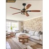 52 Inch Farmhouse Ceiling Fan with Light and Remote, Black