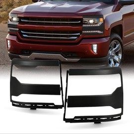 AKKON - Fits 2016-2018 Chevy Silverado 1500 2019 Silverado 1500 LD Black Headlight Trim Bezel Cover Pair Left+Right