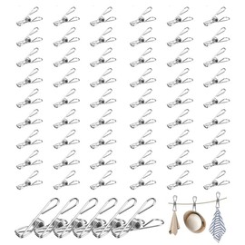 WZDK 60PCS Pinzas para Ropa Tendedero de Acero Inoxidable, Versátil Pinzas para Ropa de Alta Resistencia para Tendedero, Calcetines, Toallas