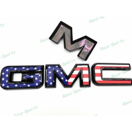 Auto GMC Overlay Gloss Black Blue Flag GMC Emblem Sierra 1500 2500HD3500HDCanyonYukon XL