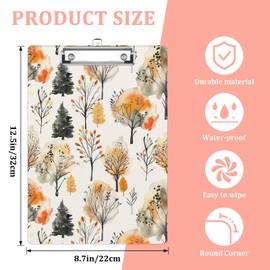 Autumn Trees Plastic Clipboards,Cute Fashion Clipboard Decorative 8.5" x 12.5"Standard A4 Size Clipboards,Acrylic Clipboard for Teacher,Social Worker,Students,Nurse,Office Supplies