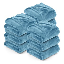 Utopia Bedding Washed Blue 300GSM Fleece Blanket (Queen Size - 90x90 Inch) Luxury Soft Bed Blanket (Bulk Pack of 9)
