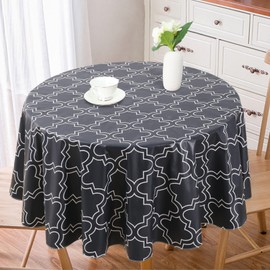 Vonabem 100% Waterproof Round PVC Tablecloth, Vinyl Table Cloth Cover with Flannel Backing Oil Proof Spill Proof Wipeable Table Cloths for Indoor and Outdoor(Indigo,60in Round)