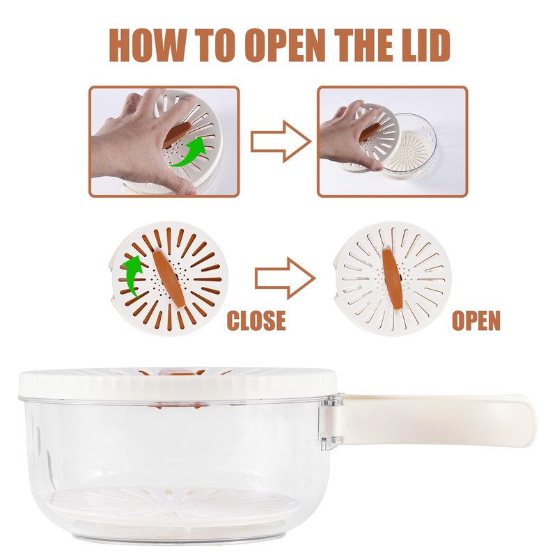 Draining Basket, Plastic Fruit Drainer Container with Foldable Handle 2