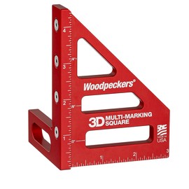 Woodpeckers 3D Multi-Marking Square, Inch Version, USA Made, Feature Packed Aluminum Woodworking Square for Layout, Joinery, Assembly Check