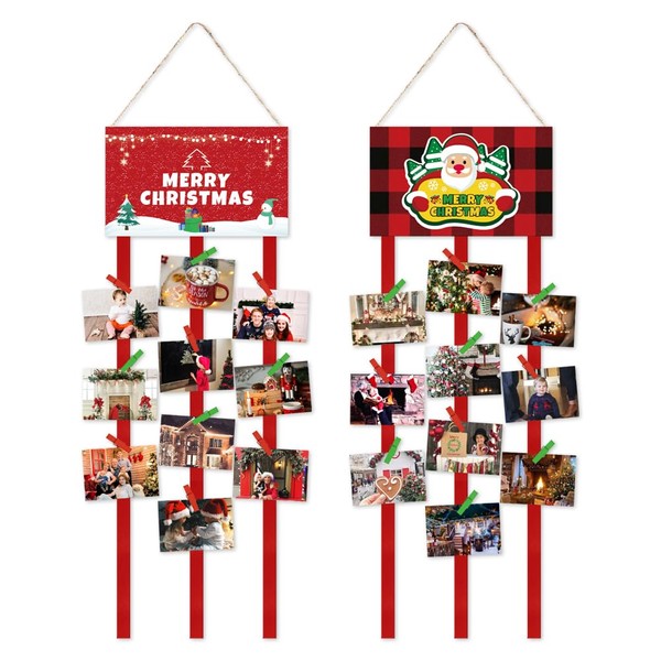 Bchinb Christmas Truck Photo Holder Merry Christmas Hanging Card Display