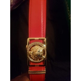 Numney Luxury Men's Belts Red Leather Wolf Head Buckle 1.38 inch Width Used for Mens Dress Casual Adjustable Belt