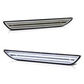 VIPMOTOZ Full White LED Chrome Housing Rear Side Marker Light Parking Lamp For 2015-2023 Ford Mustang S550, Driver & Passenger Side