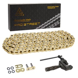 HILAKE Gold 520 X-Ring Motorcycle Chain 110 Links Pro-Street HX Series with Connecting Master Link and Chain Breaker (520HX-110L)