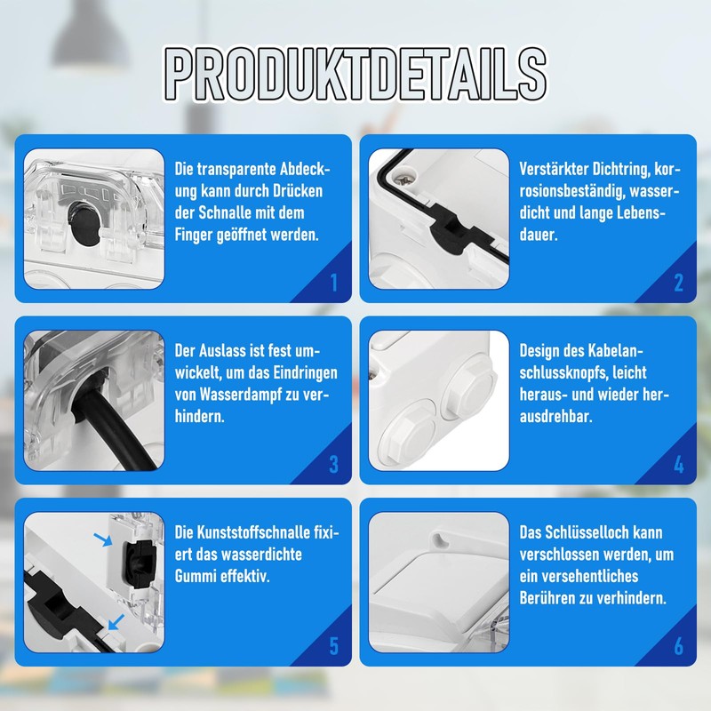 MaxEarn Outdoor Socket with Switch, IP66 Waterproof Outdoor Socket Surface-Mounted