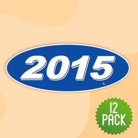 Versa Tags 2015 Oval Model Year Car Dealer Window Stickers Proudly Made in The USA Versa Oval Model Windshield Year Stickers are Blue and White in Color Come Twelve (12) to A Pack