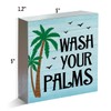 Wash Your Palms Wood Block Sign Summer Beach Bathroom Decorative