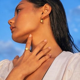 Gold Anh√§nger f√ºr Ohrringe in gelb ‚Ä¢ Creolen Charm zum Wechseln ‚Ä¢ Edelstahl & recyceltes Glas ‚Ä¢ nachhaltiger Halbedelstein-Look ‚Ä¢ MIX AND MATCH