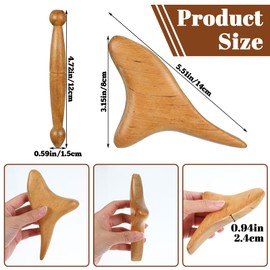 Hpmjz 2 Pcs Reflexology Tools Wood Body Massager Small Triangle Gua Sha Board Ergonomic Scraping Board Foot Massage Stick Tool for Head Neck Hand Waist Calf Leg Foot Massager