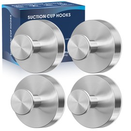 MOTAIPEAK Suction Cup Hooks for Shower,4Pcs Shower Hooks for Inside Shower,No Drill Towel Hooks for Bathroom Wall,Kitchen,Glass,Mirror,Tile to Hang Towels,Robes,Loofah-Silver