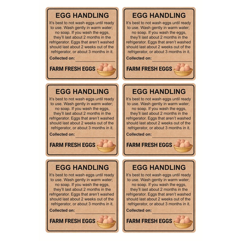 M MeshaKippa Farm Fresh Egg Handling Instruction Sticker, 2 inch,