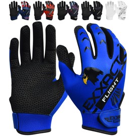 Exxact Sports Flight Baseball Batting Gloves Youth & Adult with Textured Leather Palm, Softball Batting Gloves for Women/Men (A3XL, Blue)