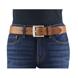 Belt Made of Soft Full-Grain Leather, Used Look, 4 cm, Jeans Belt for Men and Women, 40 mm, Vintage Look - Light grey, antique silver.