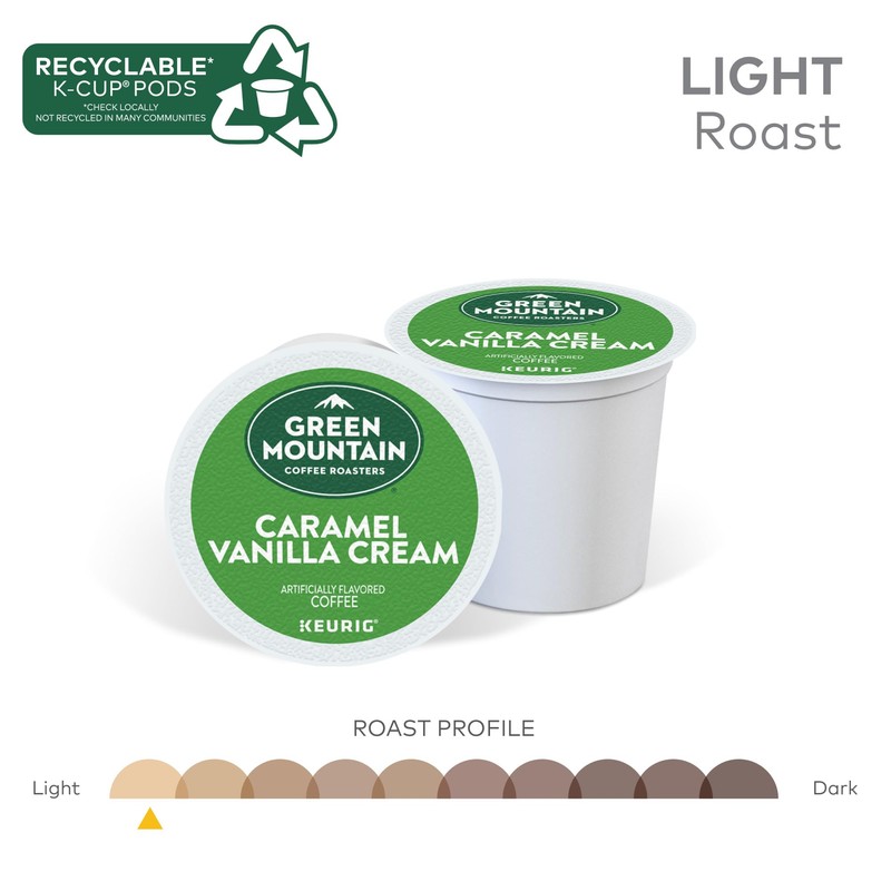 Green Mountain Coffee Roasters Caramel Vanilla Cream, Single-Serve Keurig K-Cup