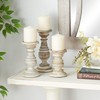 Deco 79 Mango Wood Decorative Candle Holder Turned Style Pillar