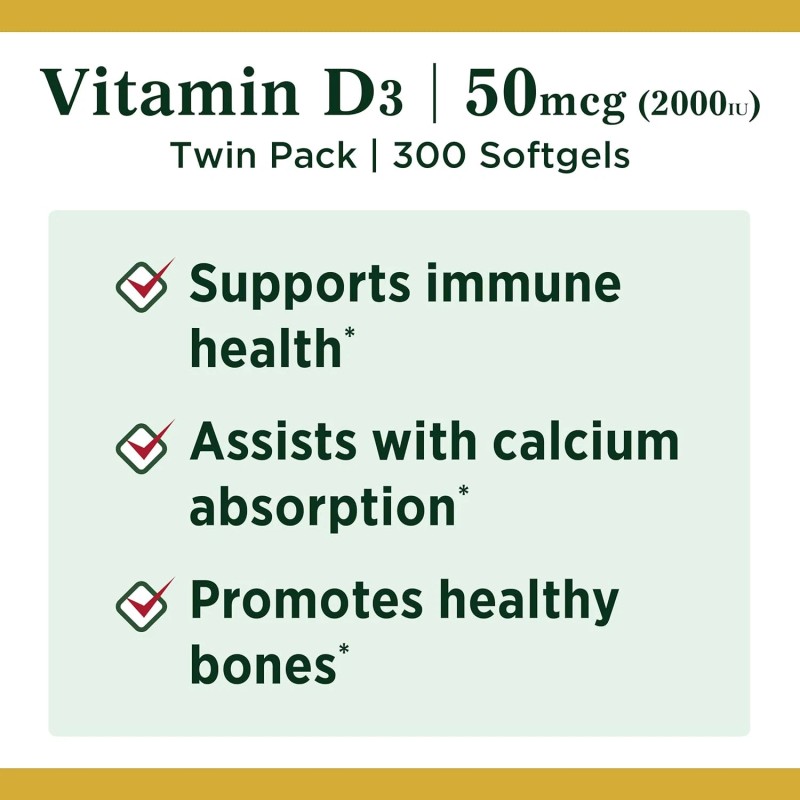 Nature'S Bounty Vitamin D3 Supplement 50Mcg, 2000IU,150 Count (Pack of