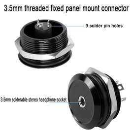 QIANRENON TRS 1/8 Embedded Threaded Fixed Headphone Adapter 3.5mm Female to Solder Terminal Panel Mount Stereo Connector, 3 Pole Headphone Soldering Module, for Headphone Amplifier Mixer