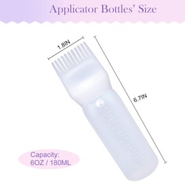 Cosywell Root Comb Applicator Bottle 6 Ounce 2 Pack Hair Dye Applicator Brush Applicator Bottle for Hair Root Comb Color Applicator Bottle with Graduated Scale (White)