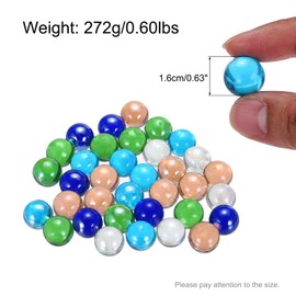 MECCANIXITY Glass Beads,1set Round Glass Gemstone Mixed Color 0.60lbs (0.63") Glass Marbles Pebbles for Vase Fillers Aquarium Decor DIY Craft