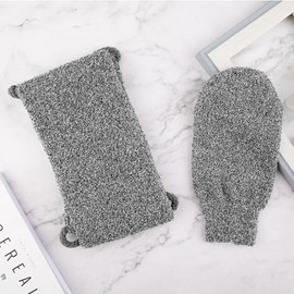 Back Brush Shower Set, 2 Pieces Bamboo Fibre Back Scrubber, Massage Glove for Deep Cleaning and Body Care with Hanging Rope