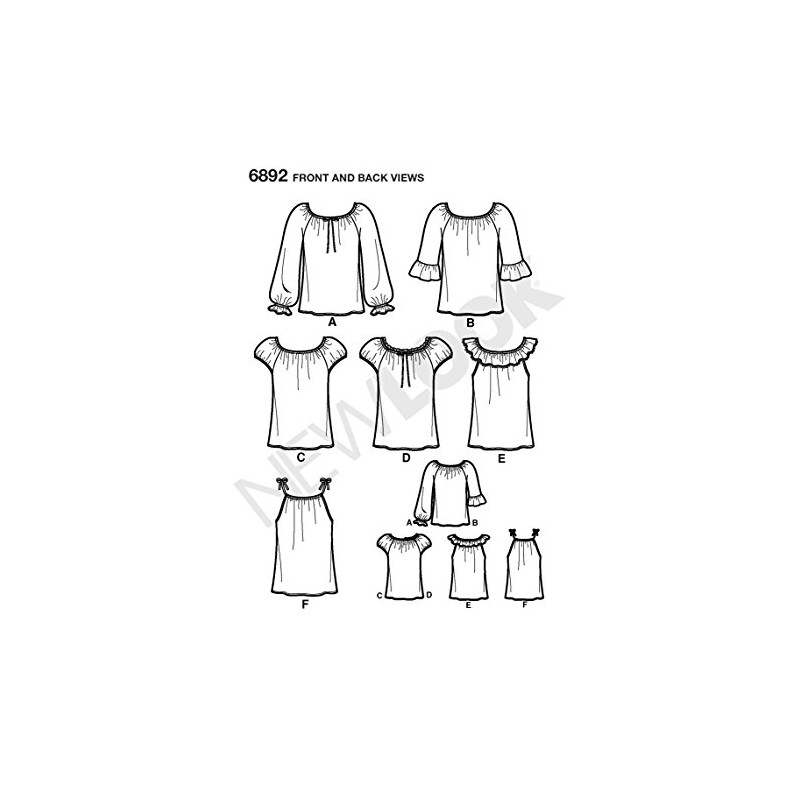 New Look Sewing Pattern 6892: Misses Tops, Size A, A