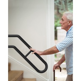 Handrail for Outdoor Grab Bar Frossvt Wall Mount Handrail, 25.8'' Garage, Porch, Garden 1 to 3 Steps Stairs Black