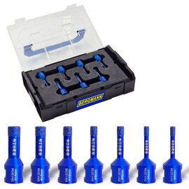 BERGMANN ® Professional Tile Drill Bit Diamond Drill Granite Flex Set of 7 14/12/10/2x8/2x6 mm