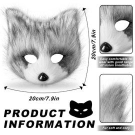 Wolf Furry Costume Suit- Fox Mask,Furry Paws& Tail for Role-Play - Fun for Adults(Grey)