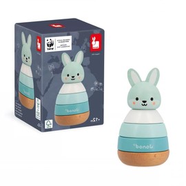 Janod Stacking Rabbit Made of FSC Wood, 4 Pieces for Stacking Learning Toy and Early Education, Fine Motor Skills, WWF Partnership, from 12 Months, J08653, Blue, M
