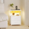 Fixwal Night Stand with Charging Station, LED Nightstand with U-S-B