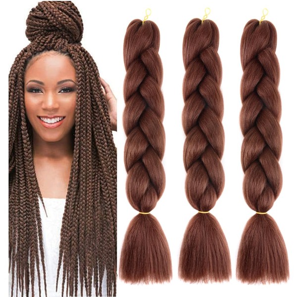Dark Brown Braiding Hair Extensions for Women 3 Packs 100g/Pack