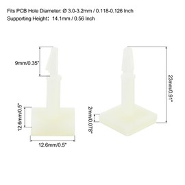 MECCANIXITY 120 Pcs Adhesive PCB Spacer, Sticky Nylon Insulated Standoffs for PCB Board, Supporting Height 0.56", Fits PCB Hole Dia 3mm to 3.2mm, White