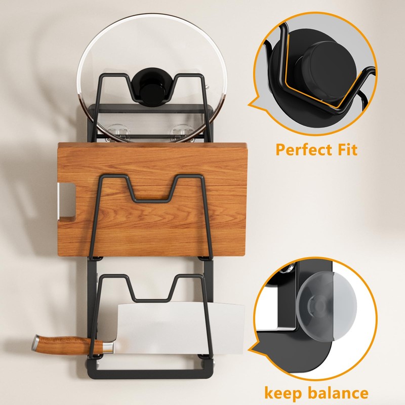 FEZHI pot lid organizer Rack, 3-tier adjustable and removable Pot