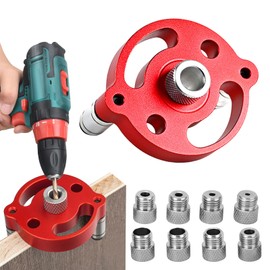 Woodworking Center Finder Kit, Drill Guide For Vertical Hole Drilling with 3/4/5/6/7/8/9/10mm Drill Bits and Drill Bushings, Drill Jig Kit for Carpenter,Wood Working Tools and Equipment for Crafts DIY