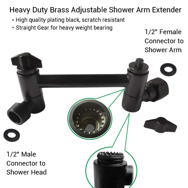 TRUSTMI Adjustable Shower Arm Extension 4 Inch Brass Shower Arm,