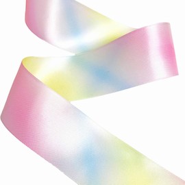 moonfarm Rainbow Satin Ribbon, Width 1.5 inches (3.8 cm), Rainbow Tape, Gift Wrapping, Handicraft (Rainbow, 16.3 ft (5 m)