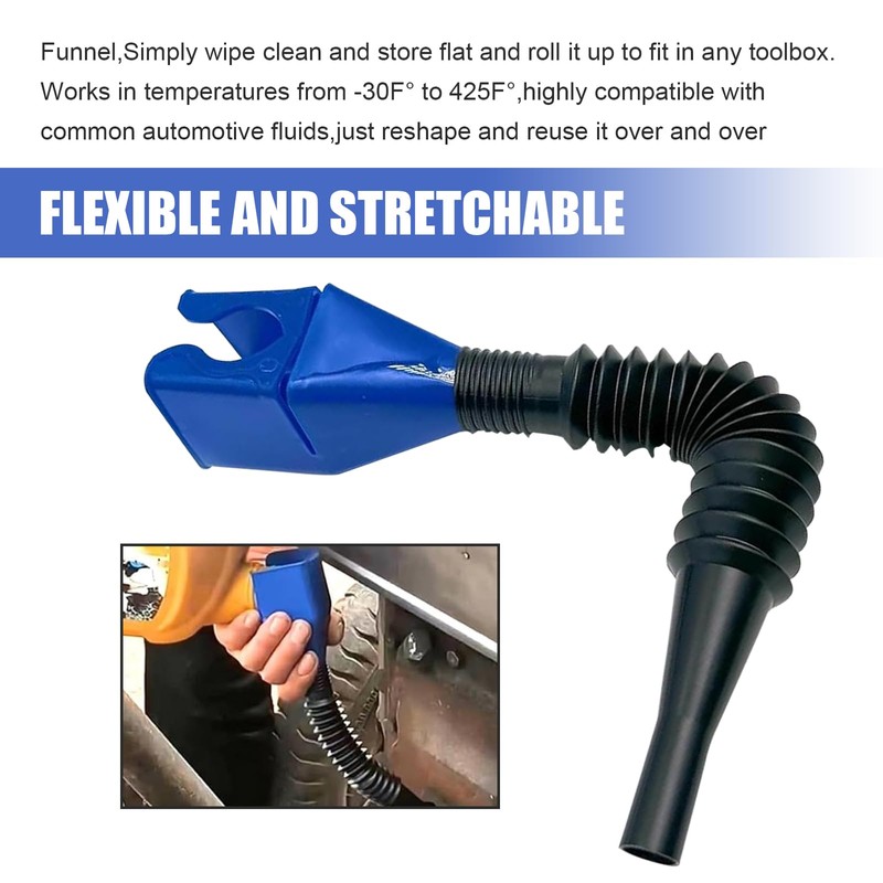 Car Flexible Oil Draining Funnel, Plastic Foldable Hand-Free Funnel, Universal