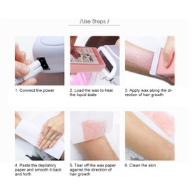 Calentador Depilatorio Doble con Cera de Gelatina, Kit de Rodillo de Cera Portátil, Cera Depilatoria para Depilación de Axilas y Bikini