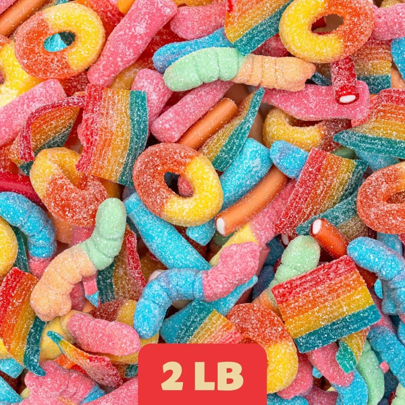 iLike! Gummy Candy Mix 2-Pound Bag, Peach Rings, Pencil Bites,