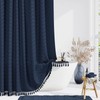 Dynamene Boho Farmhouse Shower Curtain, Navy Blue Fabric Tufted Chevron